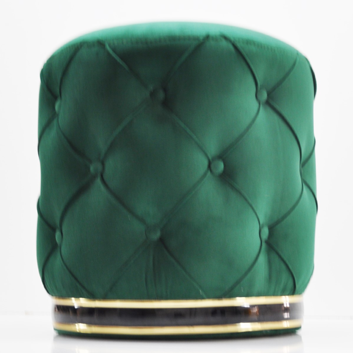 ZEM GREEN BEAUTY POUF/SGABELLO ROTONDO COLOR VERDE TRAPUNTATO