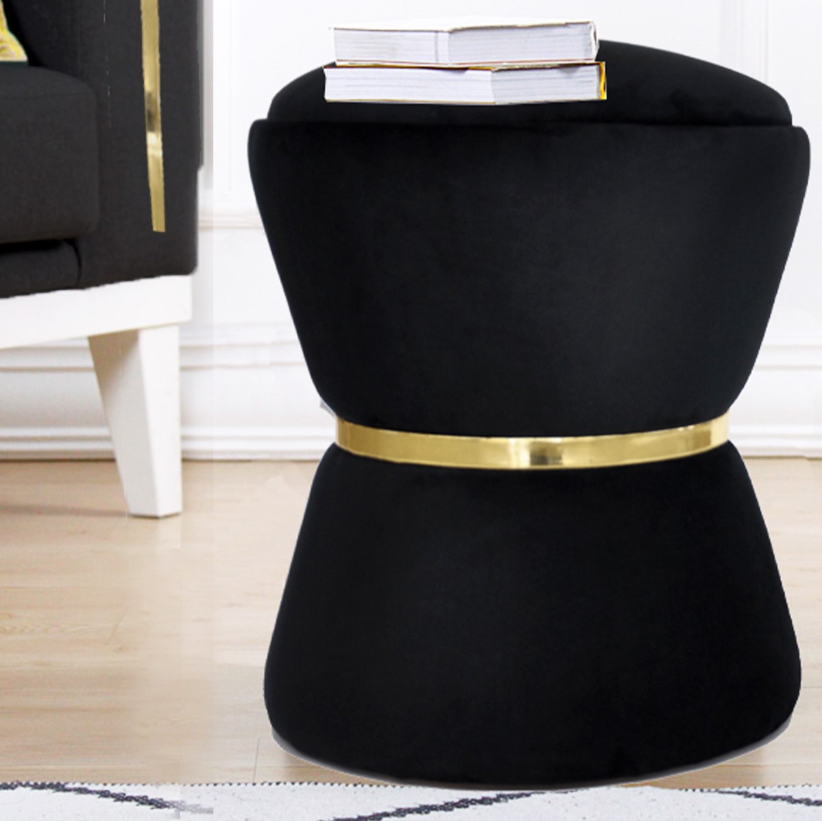 zem pouf fine lunge pouf nero gold oro black (4)