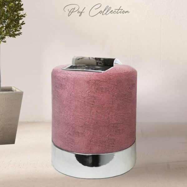 Pouf contenitore rotondo glamour fucsia