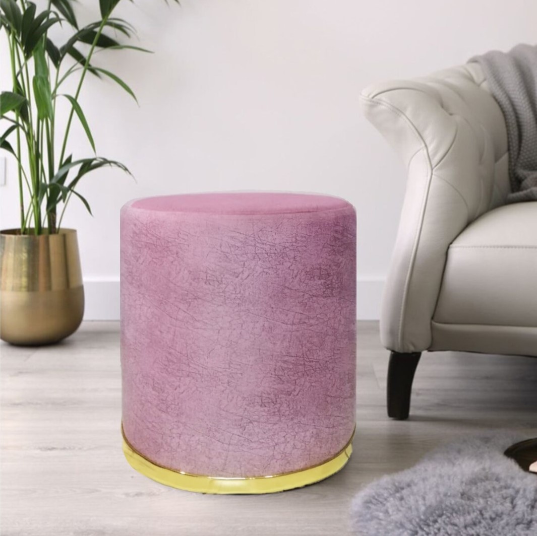 zen pouf rotondo rosa con base dorata (1)