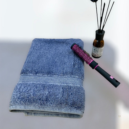 ECHE HOME TELO DOCCIA 70X140 CM VINTAGE 500 GR IN SPUGNA DI PURO COTONE BLU